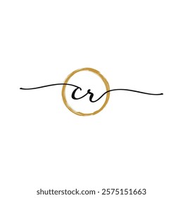 C R Initial Script Letter Beauty Logo Template