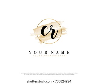 C R Initial water color logo template vector