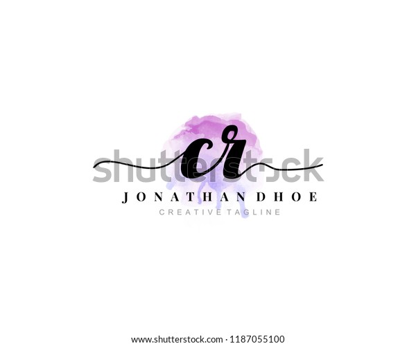 C R Initial Watercolor Logo On Stock Vector (Royalty Free) 1187055100