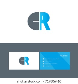 C R joint logo bold letter design with business card template