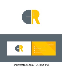 C R joint logo bold letter design with business card template