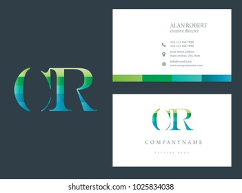 C & R  joint logo multi color letter design with business card template