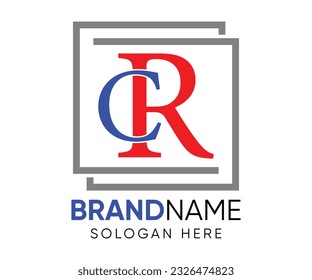 C R letter logo design vector icon template