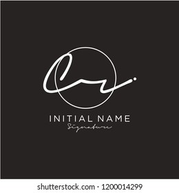 C R Signature initial logo template vector
