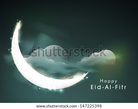 C resent moon in the sky for Muslim community festival Eid Al Fitr (Eid Mubarak)