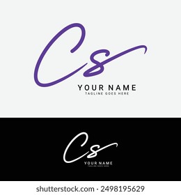 C, S, CS Initial letter logo. Alphabet CS Handwritten Signature logo