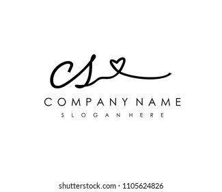 C S Initial handwriting logo vector