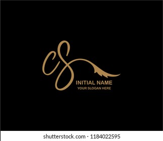 C S Initial Handwriting Logo Template