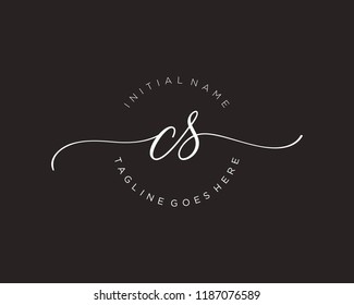 C S Initial handwriting logo vector. Hand lettering for designs