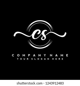 C S Initial handwriting logo vector