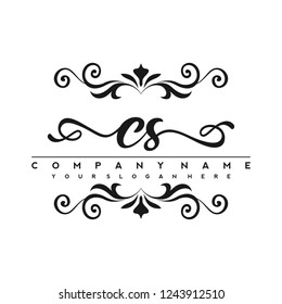 C S Initial handwriting logo vector
