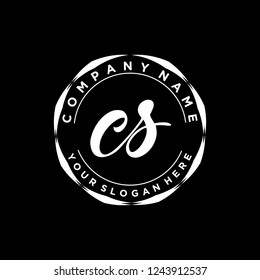 C S Initial handwriting logo vector