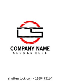 C S Initial logo with circle template vector