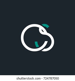 C S joint logo round double letter design 