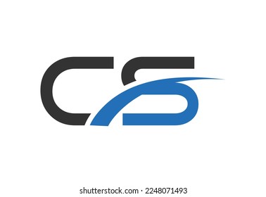 C S letter logo design, with swoosh, Vector design concept
