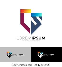 Logotipos C e S com combinação de design de escudo, logotipos de perigo
