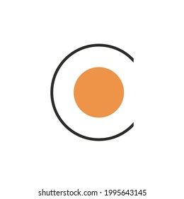 C Shape With Full Circle Logo Vector