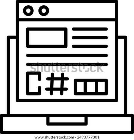 C Sharp Line Vector Icon Design