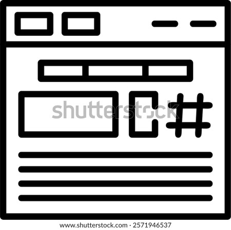 C Sharp Line Vector Icon Design