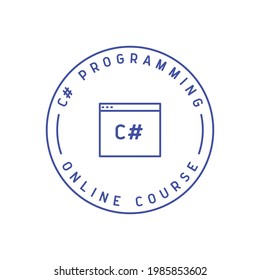 C sharp programming icon. Online course logo template
