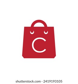 C shopping bag logo icon vector