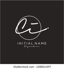 C I Signature initial logo template vector