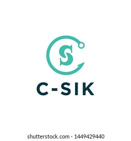 c sik logo. This Icon incorporate with fishing hook and two fish in creative way. Fishing hook look like Letter C and two fish look like letter S.