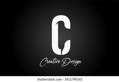 C simple alphabet letter logo icon design. Creative and elegant lettering and corporate identity. Template with creative text in black and white