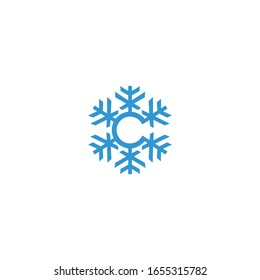 C Cristales de nieve Logotipo Simple y Plantillas Color Azul