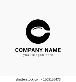 C spoon food logo template