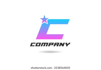 C star letter alphabet logo icon design with pink blue gradient color for company and business