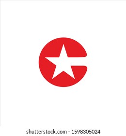 C Star Logo Design Vector