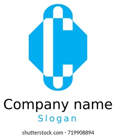 C style with blue logo design vector for company