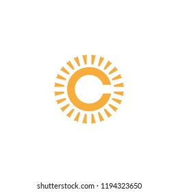 c and sun letter vector logo