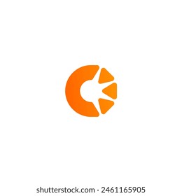 C sun logo. simple. minimalist. vector digital