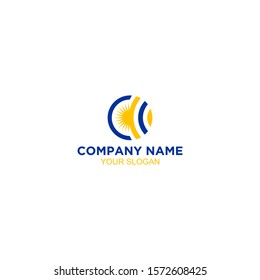 C Sun Wifi Logo Design Vector