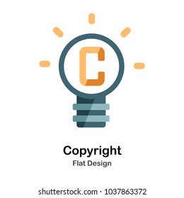 C symbol in lightbulb Flat icon