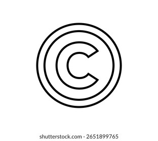 Ícone da marca registrada Símbolo C. Ícone de símbolo de marca de direitos autorais. Marca inteligente e direito de marca registrada e design e ilustração vetorial de licença.