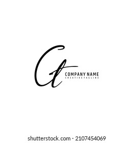 Logo de escritura a mano de C T CT de la firma inicial