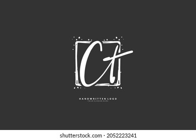 C T CT Initial handwriting or handwritten logo for identity. Logo with signature and hand drawn style.