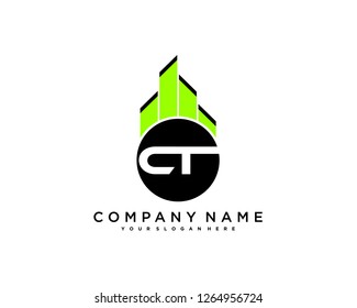 C T Initial building logo concept - Vector
