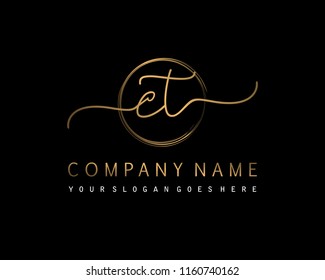 C T Initial handwriting logo vector