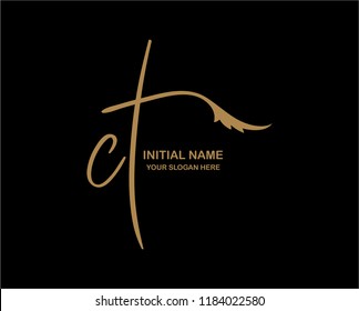 C T Initial Handwriting Logo Template
