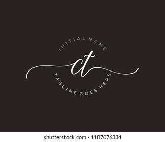 C T Initial handwriting logo vector. Hand lettering for designs