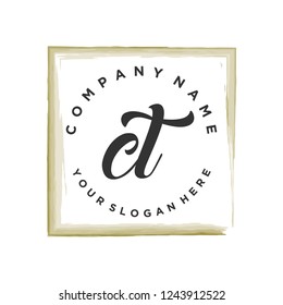 C T Initial handwriting logo vector