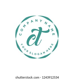 C T Initial handwriting logo vector