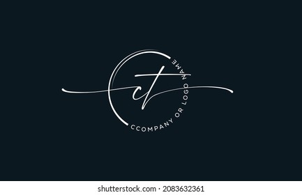 C T Initial handwriting signature logo, initial signature, elegant logo design
vector template.