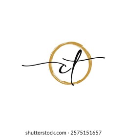 C T Initial Script Letter Beauty Logo Template