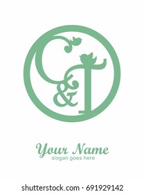 C T initial wedding decorative logo template