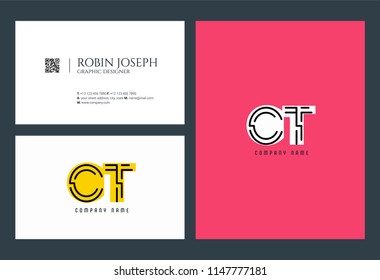 C & T Joint logo icon with business card vector template.